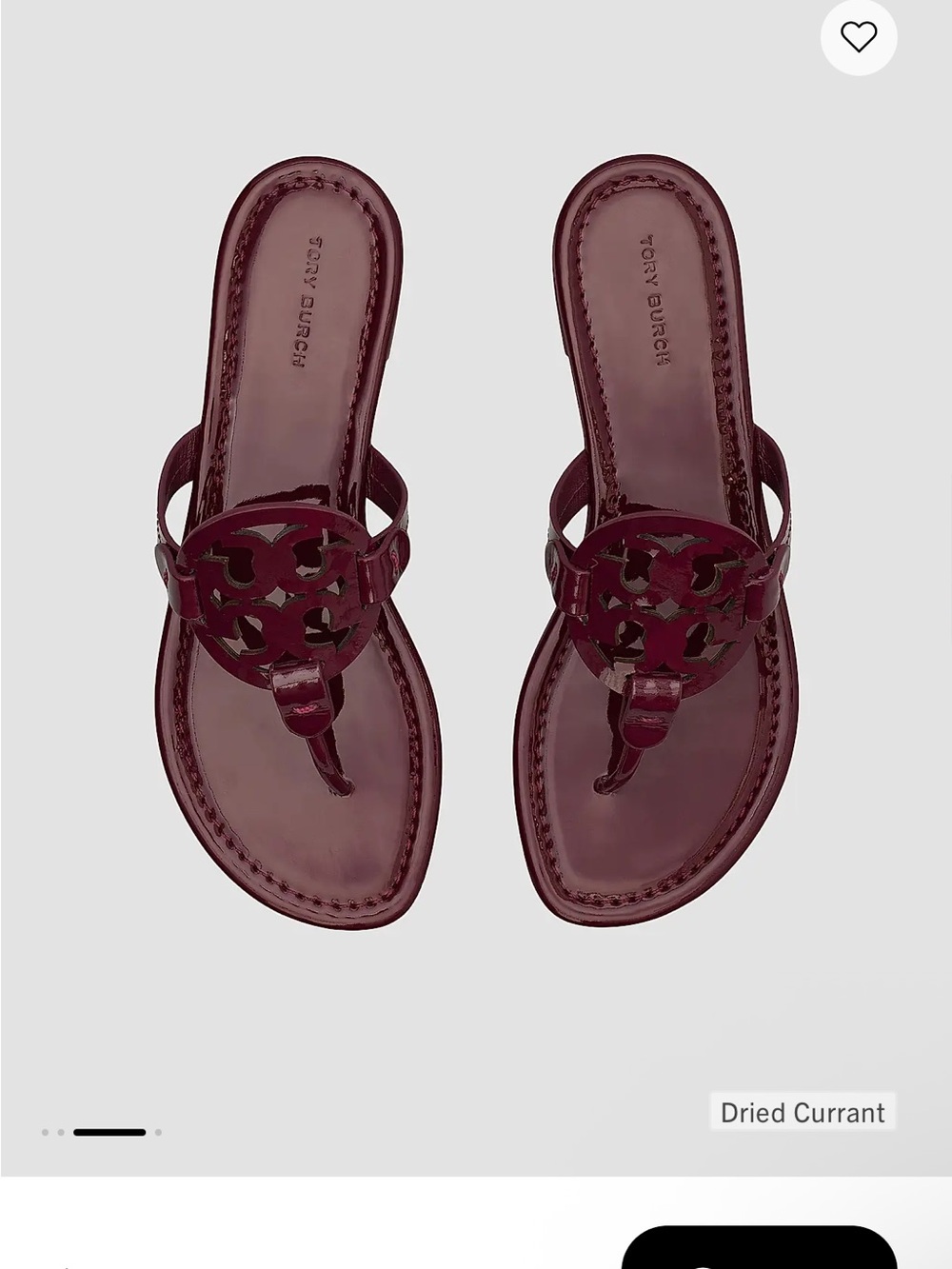 Tory Burch Dried Currant Miller Patent Thong Sandal